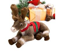 Genérico Coussin en peluche de renne - Oreiller en osier festif | Accent de canapé en peluche de saison de Noël, coussin décoratif de renne de Noël, affichage de jouets en cuir