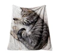 Genérico Couverture de lit en flanelle douce avec motif de chat - Accessoires chauds pour l'hiver les voyages, le camping, la chambre, le salon, l'automne