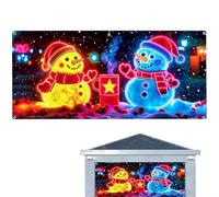 Generico Couverture de Noël pour Garage | Grande Décoration Extérieure Imperméable avec LED Noël | Fond D'écran Hiver de Noël pour Garage | pour Porche Patio Maison Fête Cour