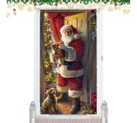 Genérico Couverture de Noël pour Porte d'entrée - Polyester 70,9 x 35,4 Pouces, Drapeau du Père Noël, bannière, décoration extérieure réutilisable | Toile de d'affichage du Porche