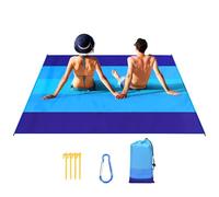 Genérico Couverture de plage imperméable à la | Couverture compacte qui ne retient pas - Bâche imperméable Ant208 x 198 cm, couverture de pique-nique portable avec 4 piquets et 1 poche d'angle pour