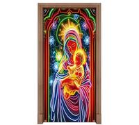 Generico Couverture décorative pour porte d'entrée de Noël | Couvertures religieuses pour porte d'entrée de scène Jésus | Décoration de Noël avec crochets et arrière-plan - pour les fêtes d'hiver du