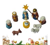 Genérico Crèche de Noël - Crèche de Noël en fer-blanc | Mini figurines sacrées 3D portables, religieuses | Figurines de Noël de la Sainte Famille en fer-blanc | pour bureau,
