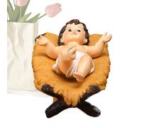 Genérico Crèche de Noël en résine pour décoration de Noël sacrée, statuette religieuse de Jésus dans la crèche, pour intérieur, fête, étagère, entrée, armoire, télévision