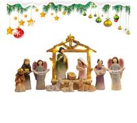Genérico Crèche de Noël Ensemble de Sainte Famille 12 pièces Décoration Religieuse pour Maison Table Bibliothèque Église Fête Cheminée