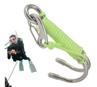 Genérico Crochet de plongée double, crochets de plongée en grotte - Crochet en acier inoxydable avec corde - Équipement de sécurité avec joint torique pour photographie sous-marine, dans les grottes