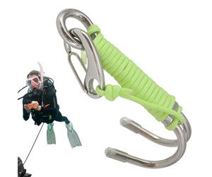 Genérico Crochet de plongée double, crochets de plongée en grotte - Crochet en acier inoxydable avec corde - Équipement de sécurité avec joint torique pour photographie sous-marine, dans les grottes