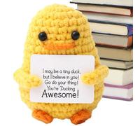 Genérico Crochet Doll - Jouet en peluche | Duck Doll | Soft Emotional Support Knitting Duck Doll, Cute Crochet Duck Doll with Encouragement Card, Stuffed Animal, Soft Toy for Table, Bookshelf