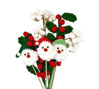 Genérico Crochet Flower Bouquet - Handmade Crochet Flower Fake Flower Fake Daisy | Santa Claus Cotton Fake Plant, 5 pcs Handmade Knit Flowers Bouquet for Christmas, Workplace