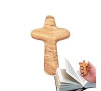 Generico Croix de poche en bois d'olive - Croix moulante par la Sainte, de confort manuel | Blessing Cross pour l'agrégation, de foi chrétienne, de prière en bois, souvenir spiritu
