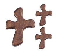 Generico Croix en bois,Petites croix en bois | Crucifix de poche pour prier - Croix réconfortantes à la main Ensemble de 3, croix à main portables, croix à la main pour prier