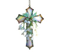 Generico Cross Ornament - 2D Acrylic Crucifix Lily Window Decoration - Festive Decoration Pendant | for Homeowners Hallway Office Holiday Window Mantel Living Room Study Bedroom Restaurant