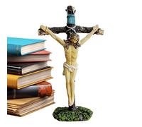 Genérico Crucifix Statue, 7,2 pouces Catholic Sculpture, Resin Tabletop Decor for Church Apartment Entryway Bookshelf Living Room Kitchen