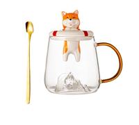 Generico Cute Coffee Cups, Dog Glass Tea Cups, Animal Coffee Mugs, Colorful Drinking Mugs, Cups with Spoon and Lid, Unique Animal Mugs, Coffee Cups for Pets, for Juice, Milk, Hot Chocolate