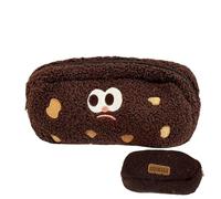 Generico Cute Pen Pouch -21 x 13 cm, Soft Plush Cookie Pencil Pouch For Students, Large Capacity Stationery Storage Bag For, Cards & Small Items, Dark Brown, riferimento alla descrizione, Se