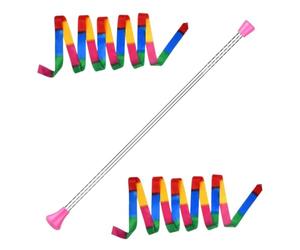 Genérico Dance Wand - Stainless Steel 54cm 21.3in Rotating Baton | 2 rubans de couleur aléatoire, bâton de torsion léger pour gymnastique rythmique | Dance Performance Prop