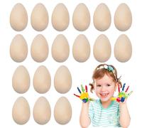 Generico de Pâques en bois à peindre | en bois non peint 20 pièces Lisses | Lot de décorations de Pâques pour l'artisanat | 6 cm Hêtre naturel, non traité, y compris des trous pour suspendre