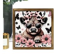 Genérico de peinture rustique de fleurs avec cadre de style ferme, impressions de bétail et affiches décoratives | Pour décoration de salon, salle de bain, bureau, maison et chambre