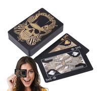 Genérico Deck de cartes noires en PVC avec relief tête de mort | Les cartes flexibles sont livrées avec rangement pour Texas Holdem Poker Go Fish