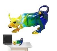 Generico Décoration avec figurine de - Statue élégante en résine, art inspiré du quartier financier | Sculpture de taureaux en charge pour le bureau à domicile, ornement de motivation sur place