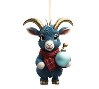 Generico Décoration de chèvre de Noël - Pawn pour animaux en acrylique | Chèvre de dessin animé drôle avec un motif de Noël comme cadeau pour animaux