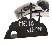 Genérico Décoration de la scène de Pâques | Centre de table avec ressort pour tombe vide en métal Il est ressuscité | Décoration de la résurrection de Jésus pour