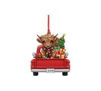 Generico Décoration de Noël Highland - Acrylique 8 cm | Pendentif 2D rustique de ferme | Décoration à suspendre pour arbre, maison, hôtel, salon, entrée et fête