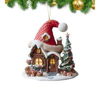 Generico Décoration De Noël Pendentif Voiture 2D Acrylique Maison De Noël,Charm Décoratif Pour Sac SUV Camionet Tableau De Bord Fenêtre Cuisine Bureau Sac À Dos Fêtes