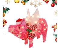 Genérico Décoration de Noël porcine acrylique de 11 pouces | 2D avec éclairage intégré | Idéal pour le bureau intérieur ou le jardin. Ajoutez une touche créative et chaleureuse à votre ambiance