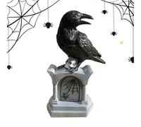 Genérico Décoration de pierre tombale de corbeau pour Halloween, décoration gothique d'Halloween | Extérieur en forme d'oiseaux pour étagères, tables, entrée, patio, jardin, maison