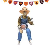 Genérico Décoration de squelettes, squelettes animés drôles duel de banjo | Figurines avec musique Articulations Yeux lumineux pour fêtes Maison hantée Porche