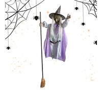 Generico Décoration d'Halloween sur les balais | volant effrayant avec lumière et son | Animatroniques réglables, décoration avec yeux brillants pour fête, cosplay, maison, espace extérieur