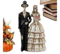 Genérico Décoration Halloween Couple Squelettes - Figurine décorative de couple romantique en résine - Décoration polyvalente Halloween gothique mariés Statue pour salon, bureau, chambre à coucher