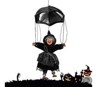 Generico Décoration hexend pour la maison - remorque troublante avec appareil | Halween Parachute Witch avec effet de mouvement, décoration de cape noire pour fête et Walpurgis Night 14