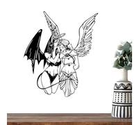 Generico Décoration murale en métal noir, gothique de salon gothique pour murs noirs, décorations murales, lion, ange, squelette, art mural Halloween, Silhouette Zuhau