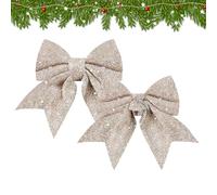 Generico Décorations avec nœuds de Noël - Cravate à ruban étincelante pour Noël en 2 pièces, accessoire pour emballages cadeaux festifs | Décorations avec nœuds pour la maison, les , la F