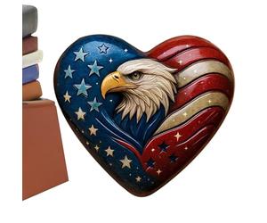 Generico Décorations de coeur Eagle Patriotic - drapeau sur le thème des mini cœurs de souvenir, décorations de table patriotique | Accent de bureau pour meubles de télévision de chambre, décor