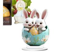Generico Décorations de Pâques,Décoration De Table En Acrylique Lapin - Centre De Table De Pâques | Acrylique 2D Pour Vacances Printemps Maison Bureau Plateau Niveaux Étagère Style Farmhouse