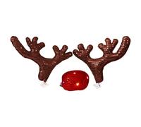 Generico Décorations de voiture de Noël | Avec LED - Kit de décoration de voiture avec cornes et nez de renne | Pour les fêtes et le Nouvel An Camion SUV Véhicule Extérieur Famille Et Amis
