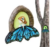 Generico Décorations d'extérieur pour l'arbre des fées | Figurine de fée papillon qui brille dans le noir - Figurine de jardin en résine - pour arbre, cour, jardin, patio et clôture d'extérieur
