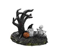Generico Décorations Maison Halloween - Figures pour Arbre Crâne Corbeau Pierre Tombale - Décorations Résine Décor Gothique pour Intérieur Maison Bibliothèque Chambre Bureau Étagère