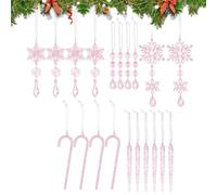 Generico Décorations pour sapin de Noël - Décorations de Noël | Ornements de glace | Pendentifs avec flocons de neige festifs transparents décoratifs de 20 pièces | Ornements de Noël avec D