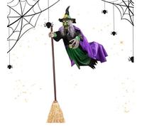 Generico Décorations sorcières Halloween, décorations de jardin sorcières volantes - Décoration éclairée pour Halloween, jardin, fêtes extérieures et rassemblements