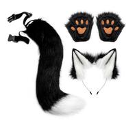 Genérico Déguisement d'animal d'Halloween, ajustement doux, confortable et | Ensemble de gants, queues et oreilles Cosplay Animal pour anniversaire Personnage Défi Scène Défilé Masqué
