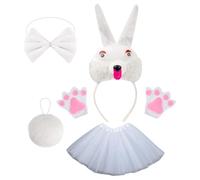 Genérico Déguisement de lapin de Pâques, costume de lapin | Oreilles de lapin et queue - Vêtements de lapin confortables réglables pour les célébrations de Pâques, les fêtes d'Halloween, les