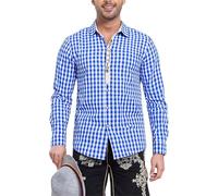 Genérico Déguisement de l'Oktoberfest et Carnaval Sweat-shirt à carreaux à manches longues fin automne pour homme boutonné décontracté Pull à capuche pour homme, bleu, M