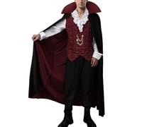 Genérico Déguisement de vampire pour adulte Déguisement de vampire médiéval Renaissance de luxe Jeu de rôle Sins Cosplay classique de vampire avec cape Costume d'Halloween du comte Dracula