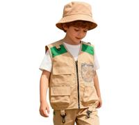 Genérico Déguisement d'explorateur pour enfant | Ensemble de jeu de rôle aventureux - Costume de safari avec gilet de chargement et chapeau pour enfant | Pour randonnée, parc, jardin, camping