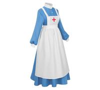 Genérico Déguisement d'infirmière pour femme - Costume d'Halloween d'infirmière de la guerre civile avec jupe pour cosplay | Accessoires longues pour fêtes, photos et jeux de rôle