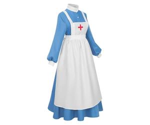Genérico Déguisement d'infirmière pour femme - Costume d'Halloween d'infirmière de la guerre civile avec jupe pour cosplay | Accessoires longues pour fêtes, photos et jeux de rôle